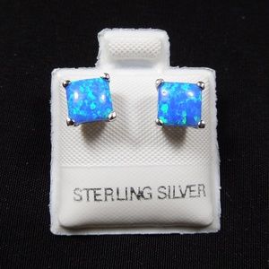 Blue Fire Opal Sterling Silver 6mm Studs